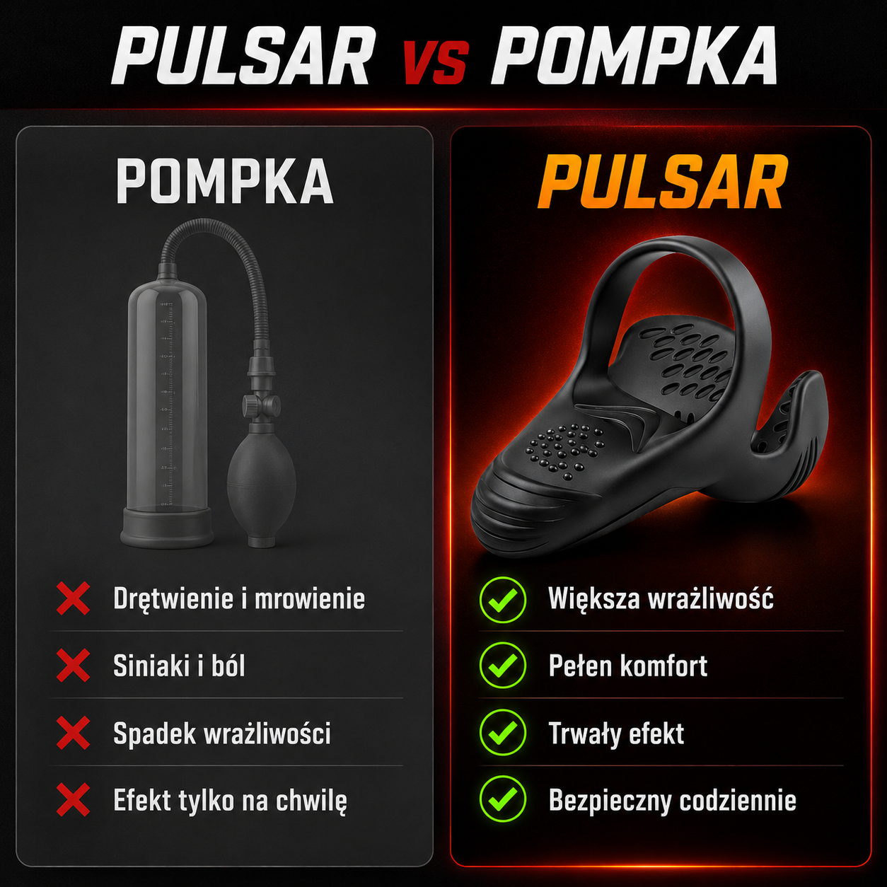 PULSAR vs pompka - bez siniakow i bolu, trwaly efekt